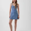 Vestido mini con paneles de denim