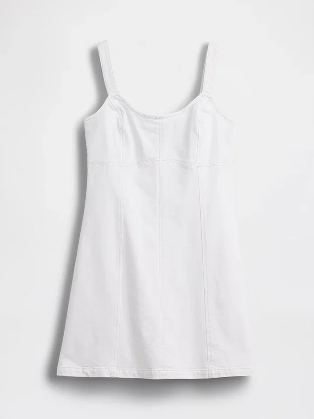 Vestido mini con paneles de denim