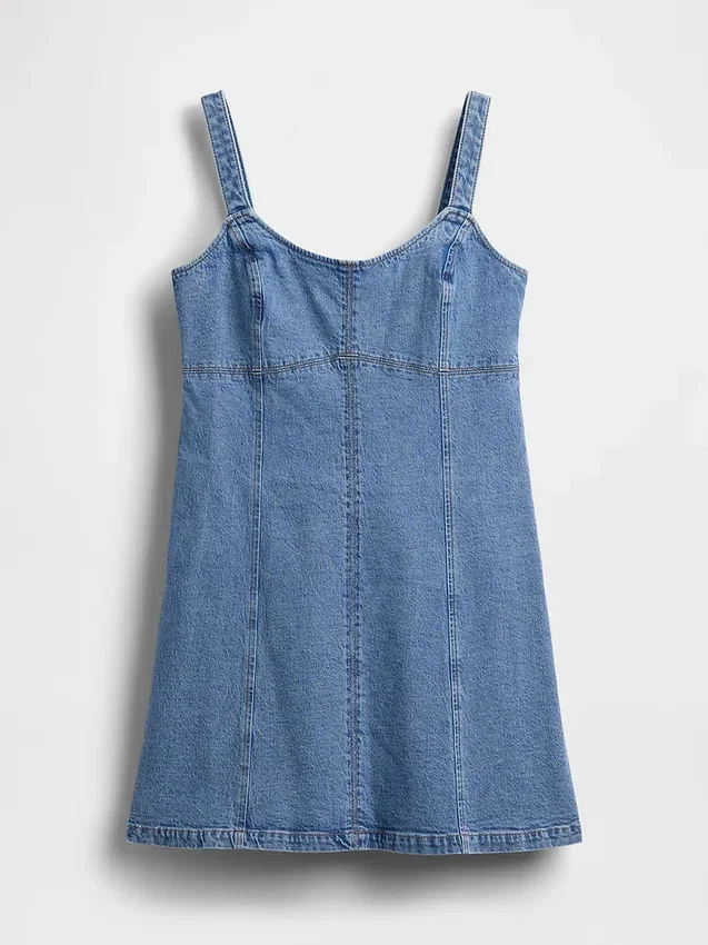 Vestido mini con paneles de denim