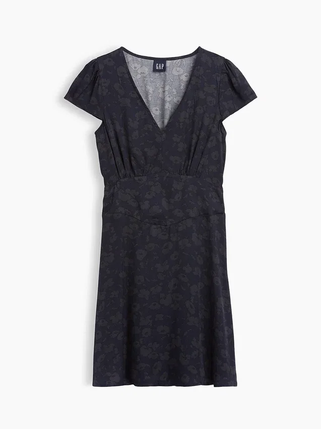 Vestido mini estampado con cuello en V
