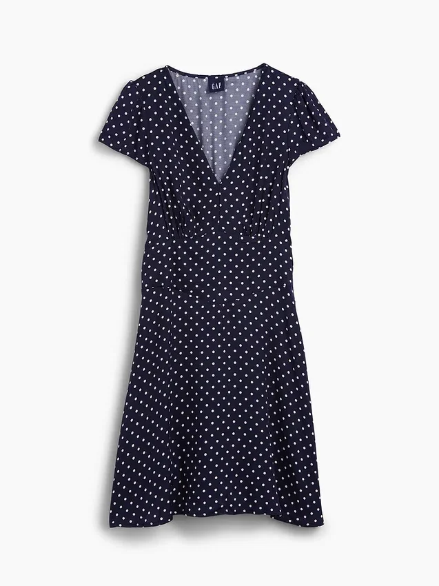 Vestido mini estampado con cuello en V