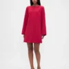 Vestido mini recto con cuello barco