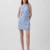 Vestido mini recto de denim a cuadros