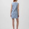 Vestido mini recto de denim a cuadros