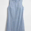 Vestido mini recto de denim a cuadros