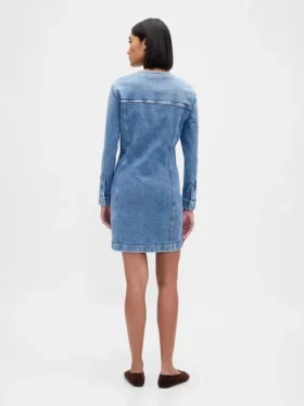Vestido mini vaquero con bolsillos