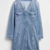 Vestido mini vaquero con bolsillos