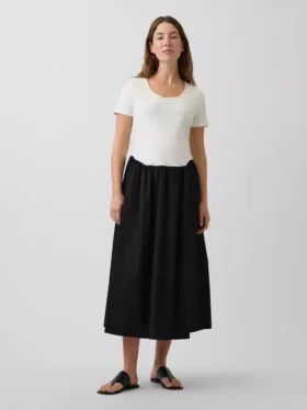 Vestido premamá de tejido mixto con cintura baja