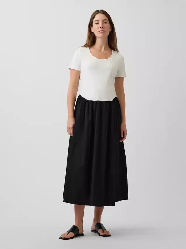 Vestido premamá de tejido mixto con cintura baja