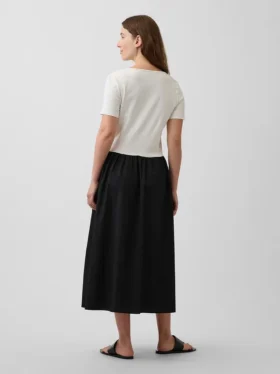 Vestido premamá de tejido mixto con cintura baja
