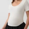 Vestido premamá de tejido mixto con cintura baja
