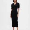 Vestido-rebeca midi CashSoft con cuello acanalado