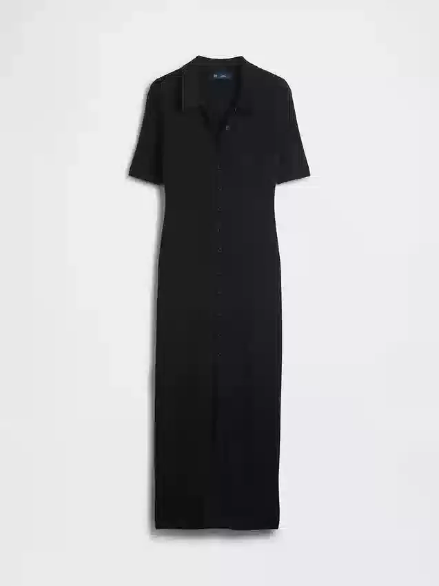 Vestido-rebeca midi CashSoft con cuello acanalado