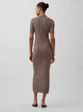 Vestido-rebeca midi con cuello acanalado CashSoft