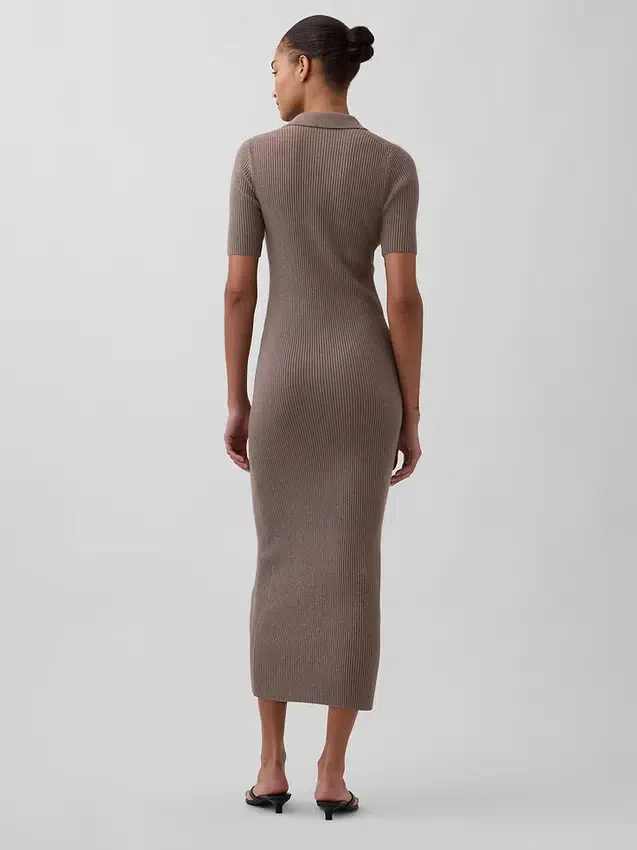 Vestido-rebeca midi con cuello acanalado CashSoft