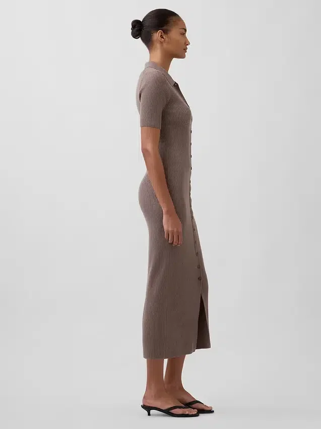 Vestido-rebeca midi con cuello acanalado CashSoft