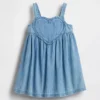 Vestido sin mangas con corazón de denim para bebés y niños pequeños