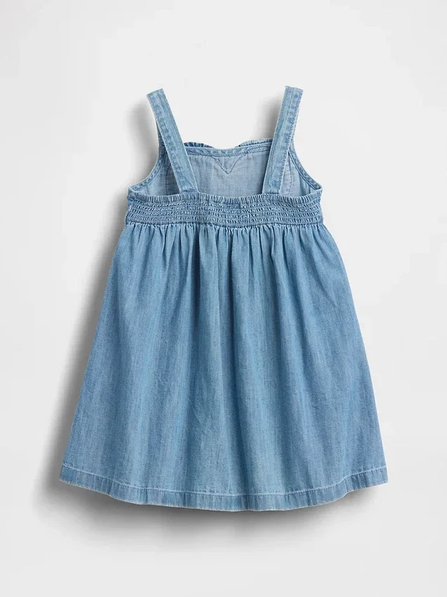 Vestido sin mangas con corazón de denim para bebés y niños pequeños
