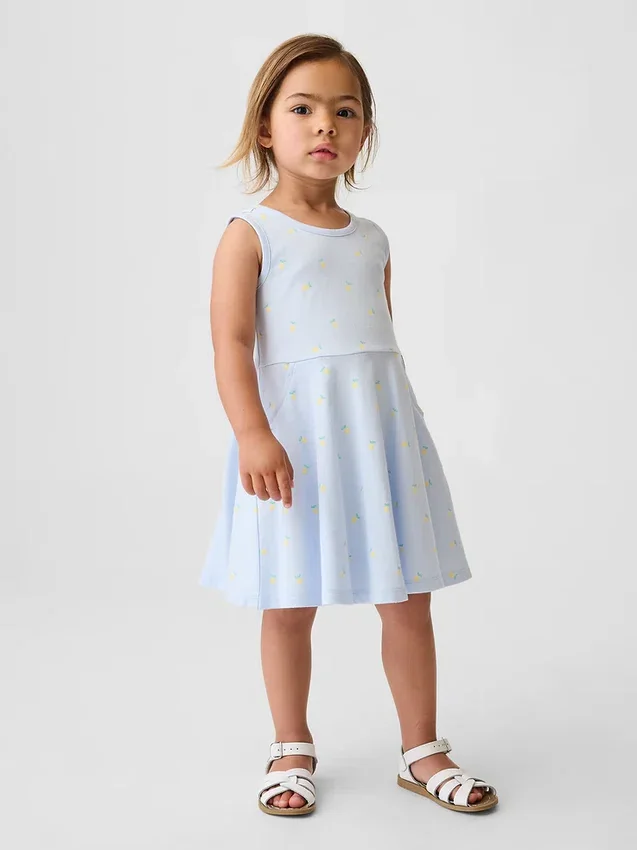 Vestido sin mangas con falda giratoria para bebés y niños pequeños, combinable