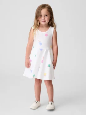Vestido sin mangas con falda giratoria para bebés y niños pequeños, combinable