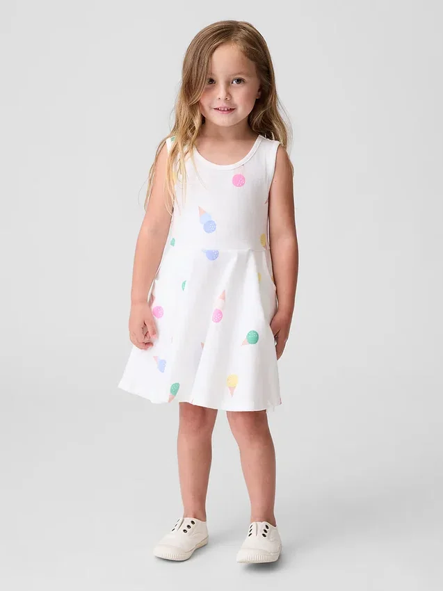 Vestido sin mangas con falda giratoria para bebés y niños pequeños, combinable