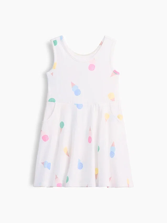 Vestido sin mangas con falda giratoria para bebés y niños pequeños, combinable
