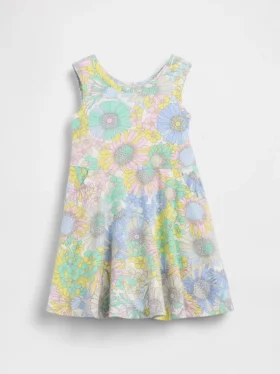 Vestido sin mangas con falda giratoria para bebés y niños pequeños, combinable