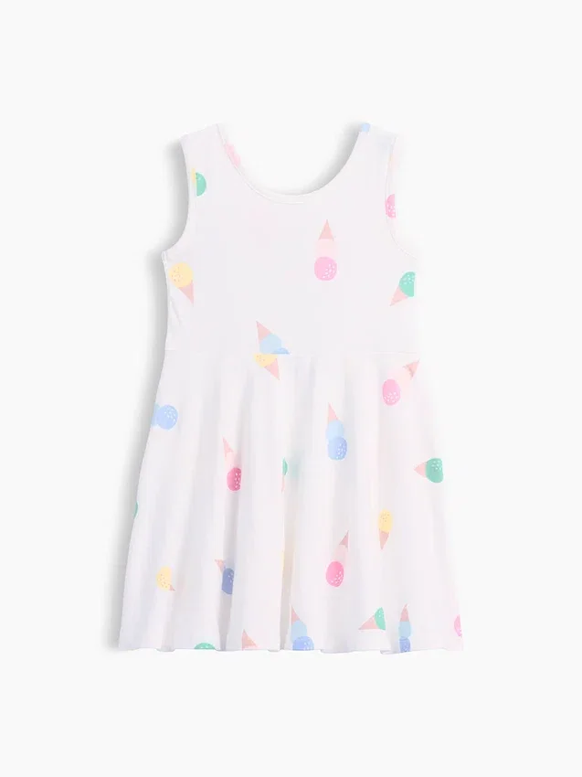 Vestido sin mangas con falda giratoria para bebés y niños pequeños, combinable