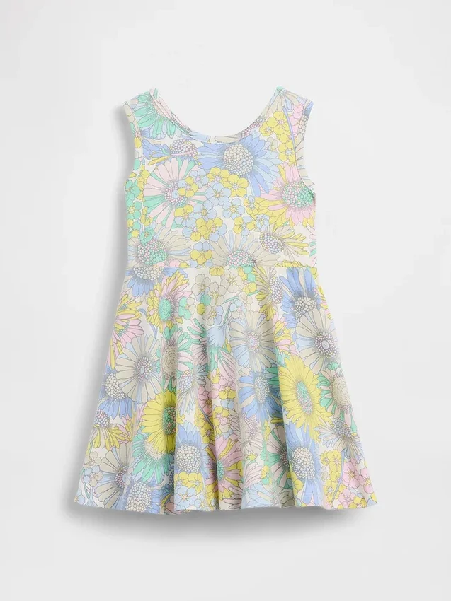 Vestido sin mangas con falda giratoria para bebés y niños pequeños, combinable