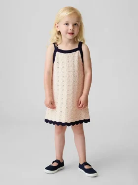 Vestido sin mangas de ganchillo para niñas pequeñas