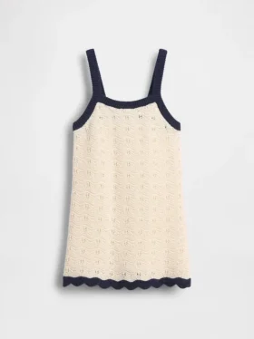Vestido sin mangas de ganchillo para niñas pequeñas