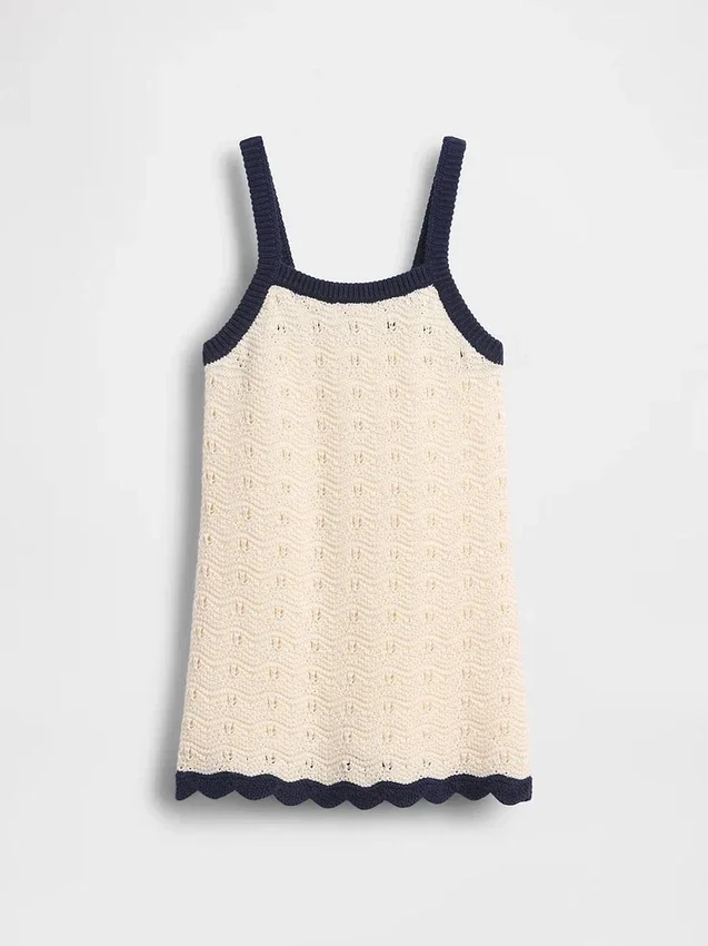 Vestido sin mangas de ganchillo para niñas pequeñas