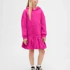 Vestido sudadera con capucha oversize para niña