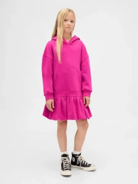 Vestido sudadera con capucha oversize para niña