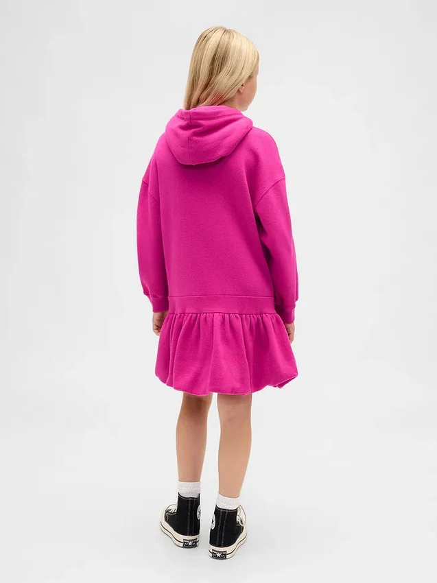 Vestido sudadera con capucha oversize para niña
