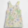 Vestido tipo pichi de denim con estampado floral para bebés y niños pequeños