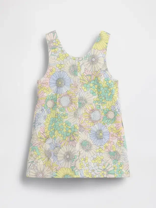 Vestido tipo pichi de denim con estampado floral para bebés y niños pequeños
