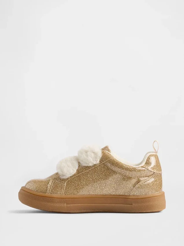 Zapatillas con purpurina y pelo vegano para niños pequeños