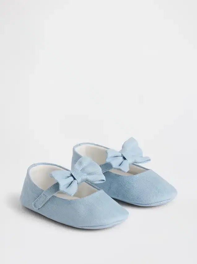 Zapatos Mary Jane con lazo de denim para bebé