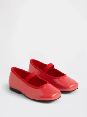 Zapatos planos tipo Mary Jane brillantes para niños pequeños