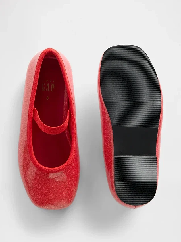 Zapatos planos tipo Mary Jane brillantes para niños pequeños