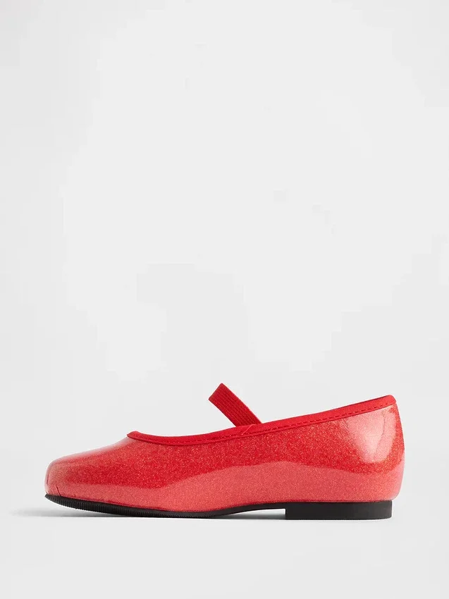 Zapatos planos tipo Mary Jane brillantes para niños pequeños